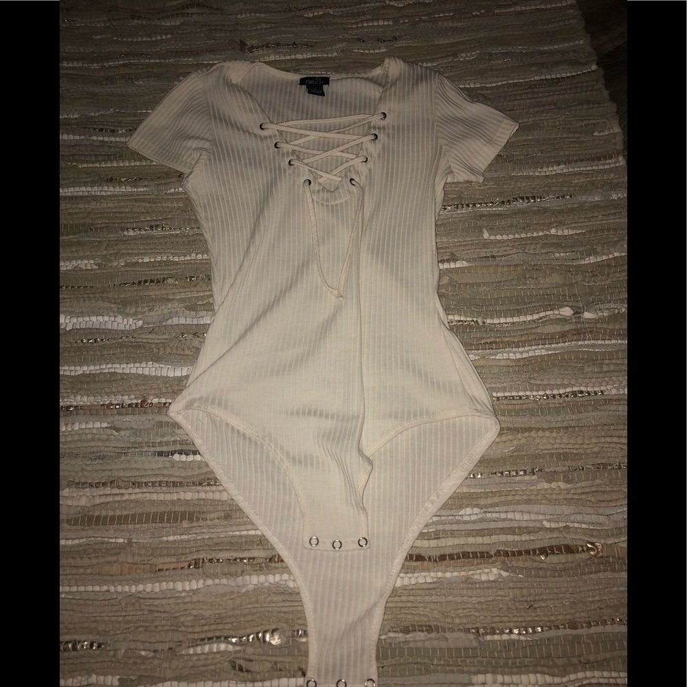 White lace up bodysuit